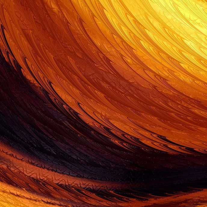 abstrakt kunst med farverne orange, gul og sort