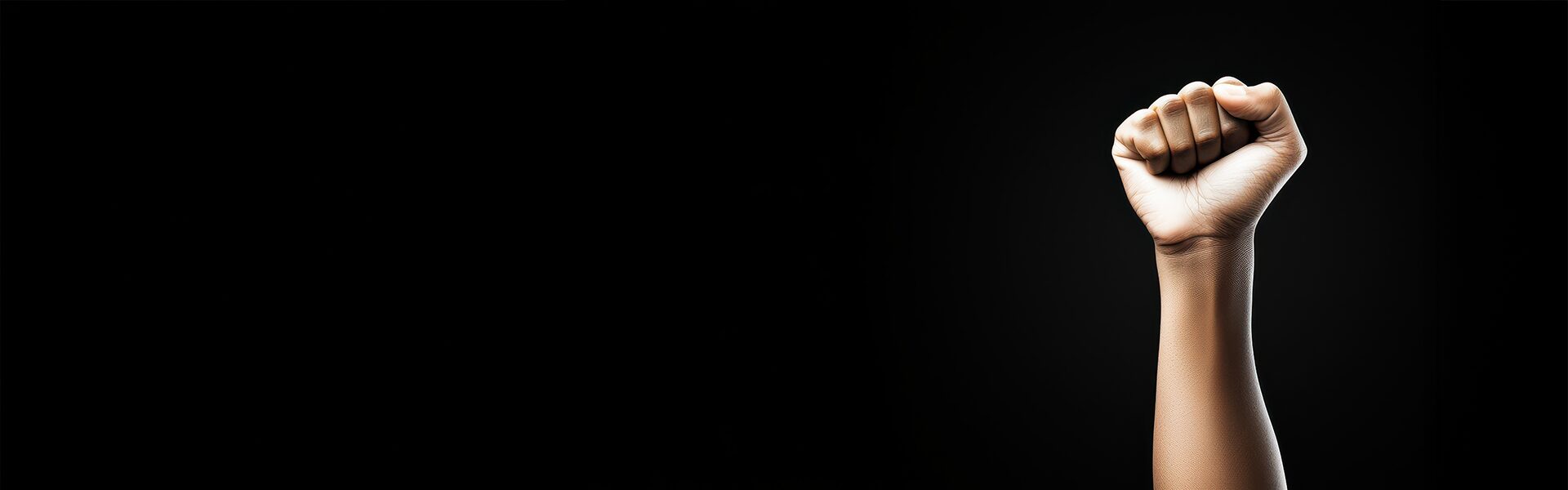 Billede af en knyttet næve på sort baggrund